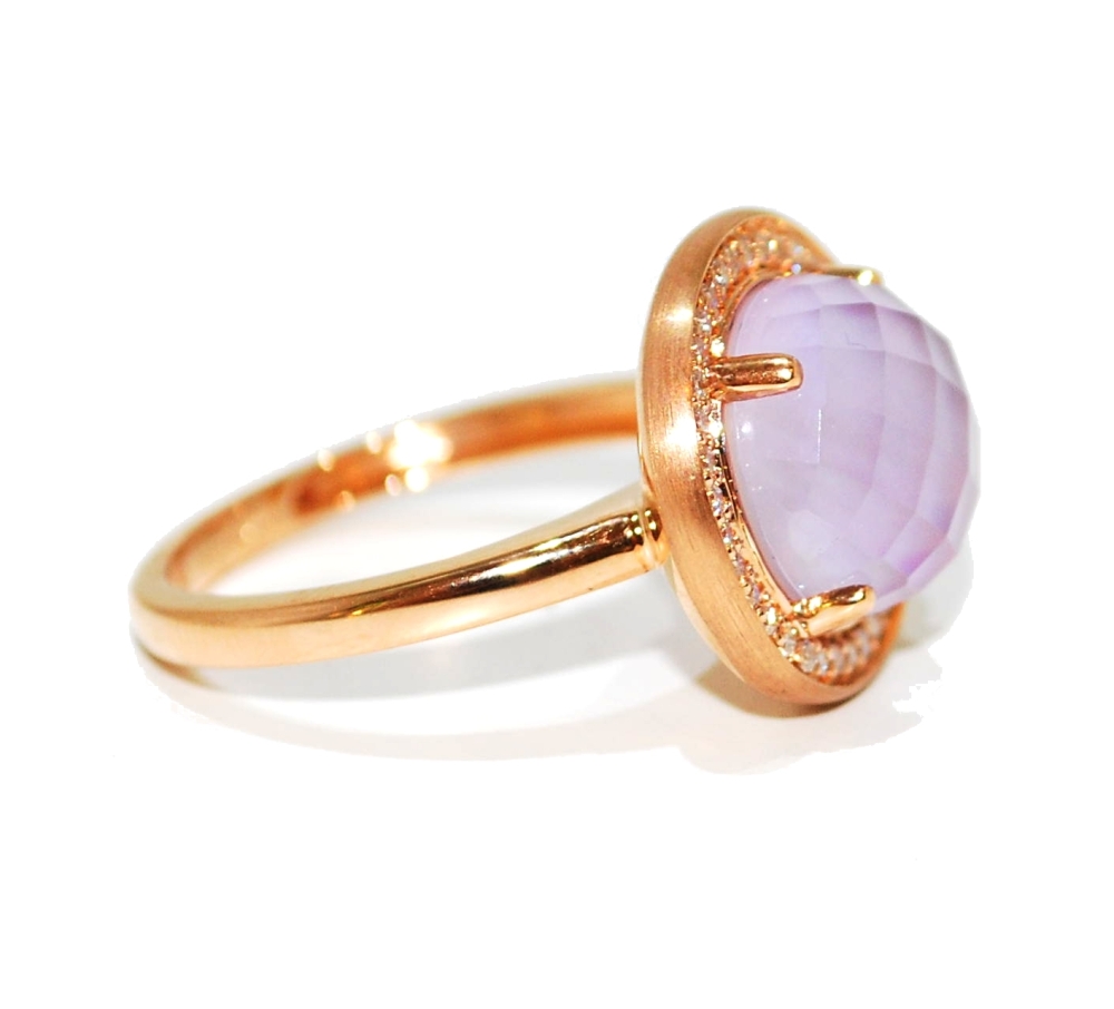 Amethyst Gemstone and Diamond Ring set in Rose Gold
