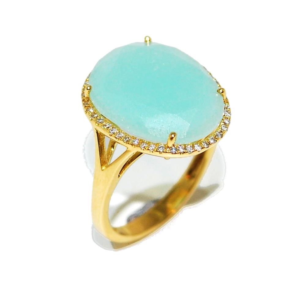Blue Light Ring, gemstone and diamond engagement ring