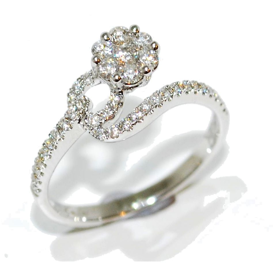 Diamond loop encrusted flower engagement ring