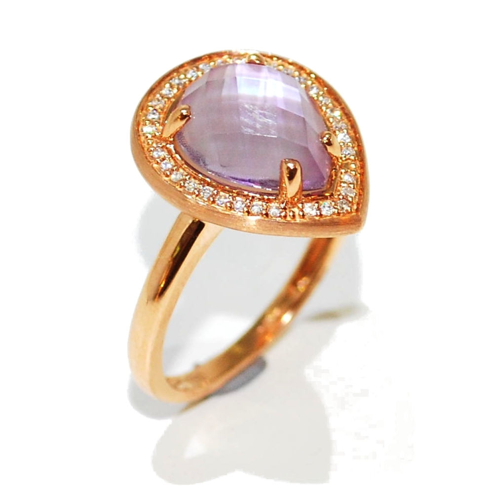 Rose gold, amethyst and diamond ring