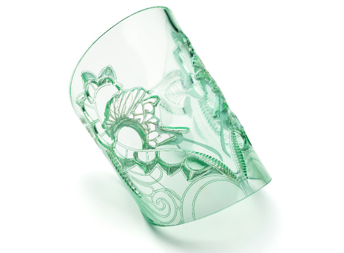 5 - glass green acrylic wrist cuff