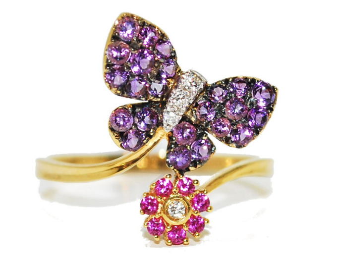 amethyst sapphire and diamond butterfly ring unusual engagement rings