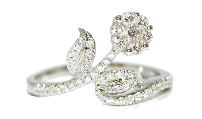 quirky diamond flower engagement ring
