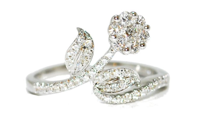 quirky diamond flower engagement ring