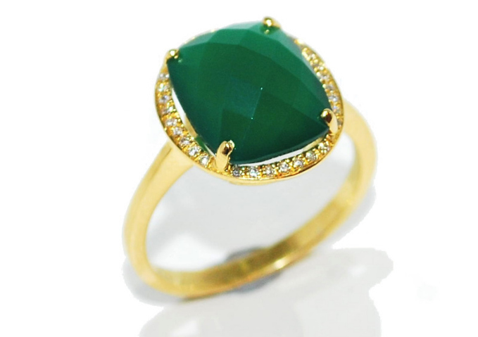 green agate and diamond ring