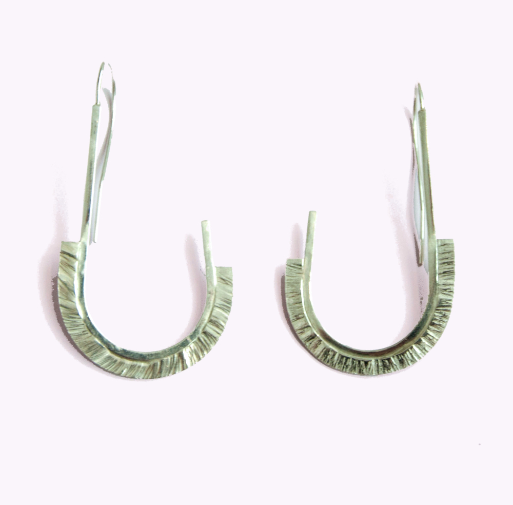 Quirky and Unusual Handmade Silver Contour Earrings