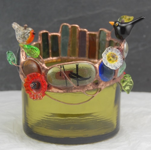 Robin , Blackbird bottle sculpture