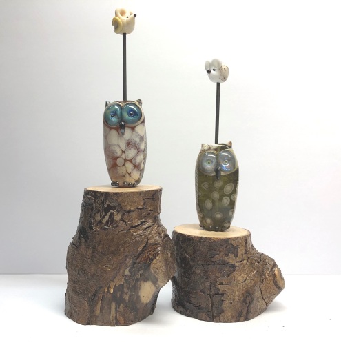 Owl beads , mouse pin