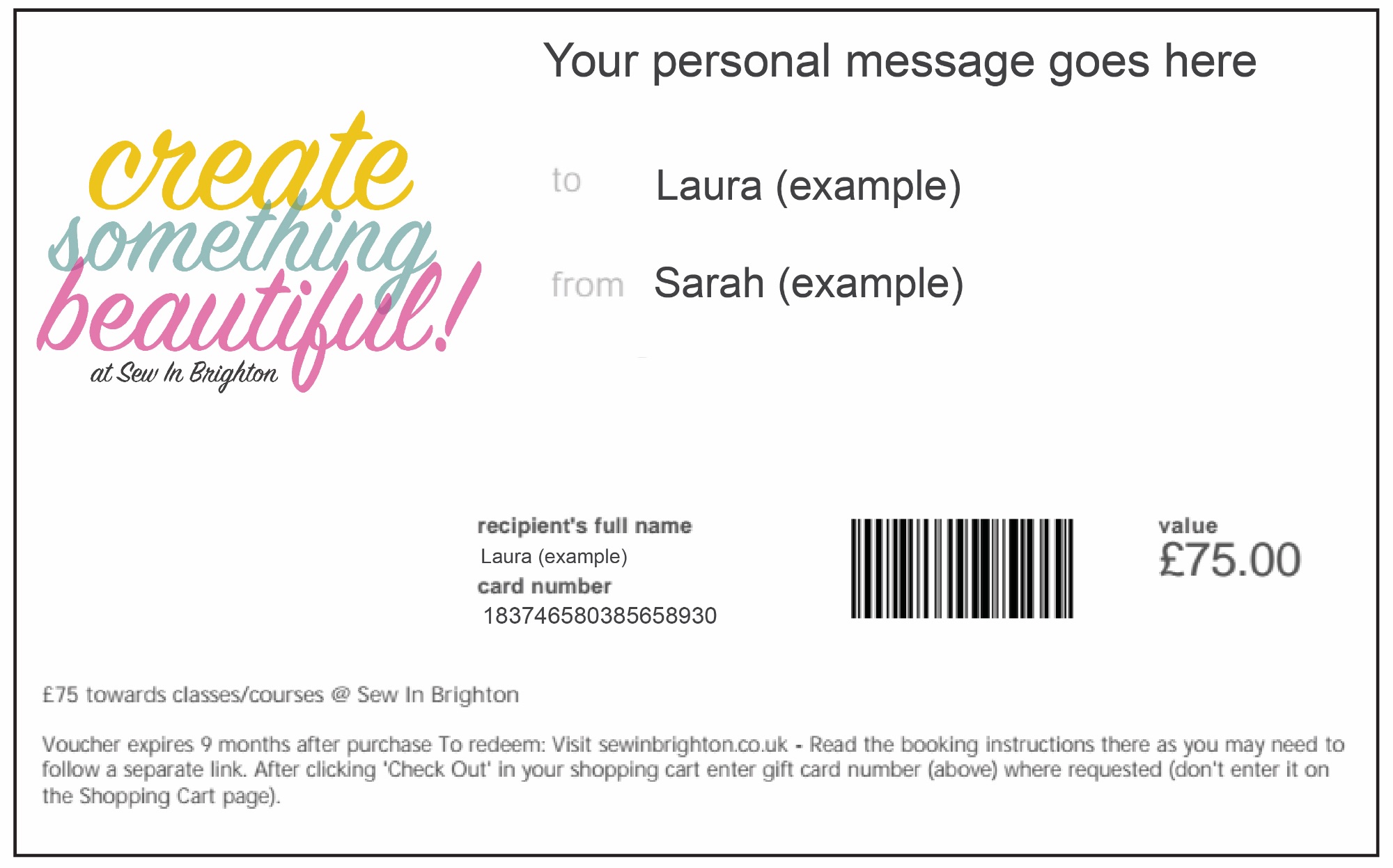 Gift Vouchers Gift Cards Sew In Brighton Sewing Dressmaking Classes