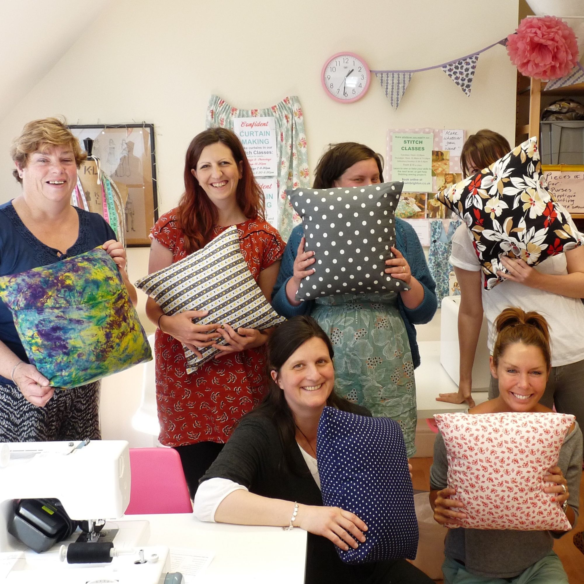 Cushion sewn in beginner class at Sew In Brighton sewing school