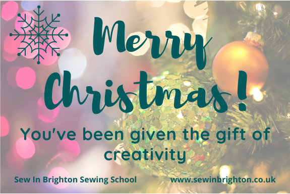 Gift vouchers from Sew In Brighton Sewing School - image of Christmas voucher
