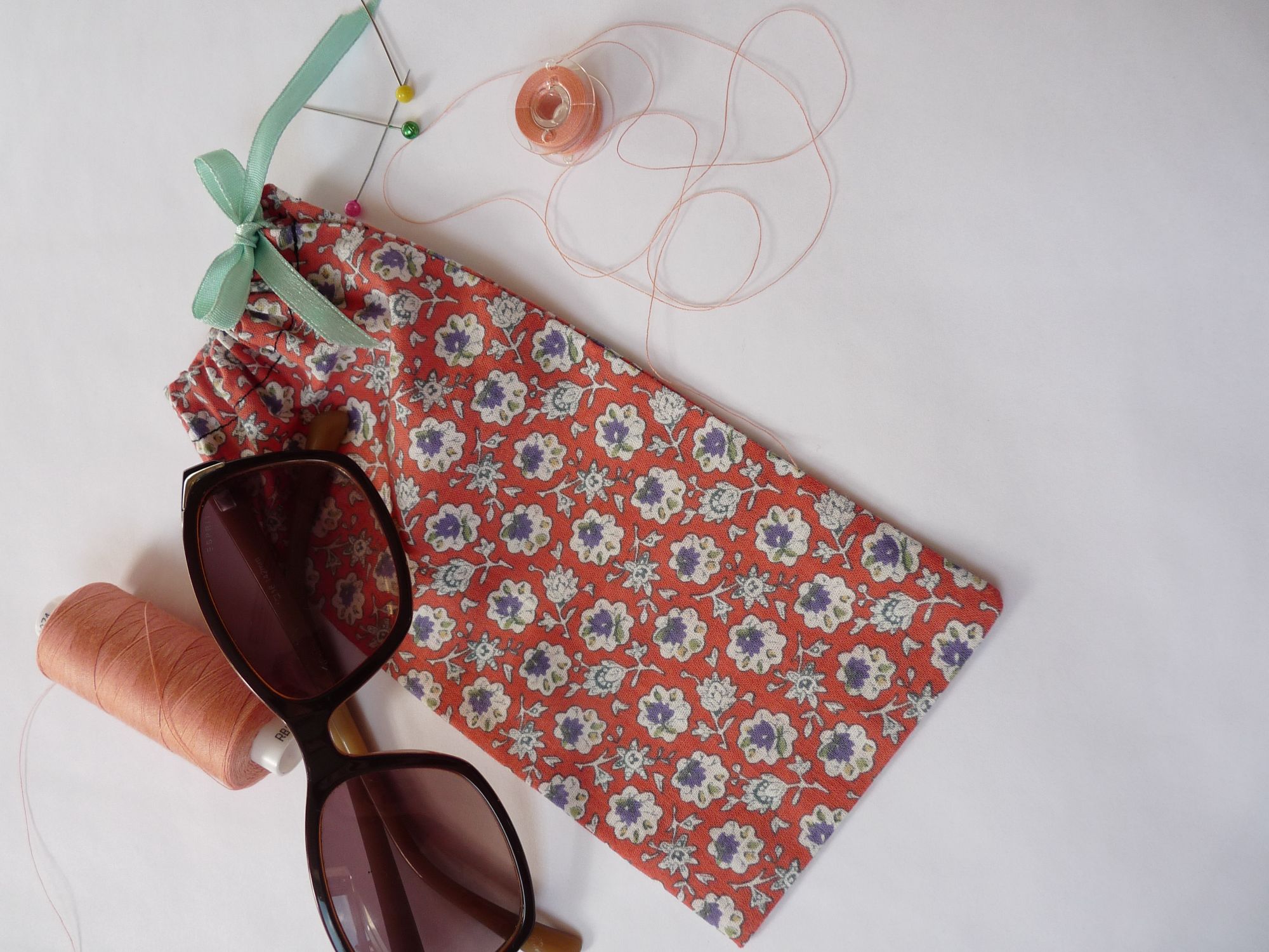 Drawstring phone or glasses case