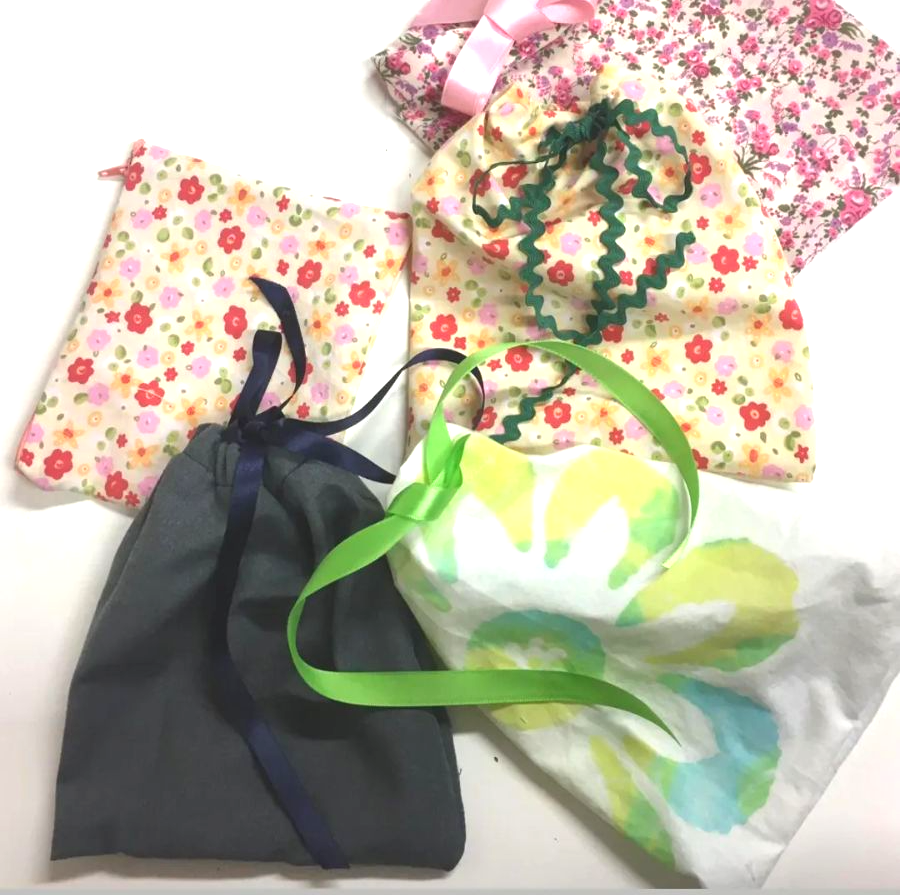 Gift bags sewn by students