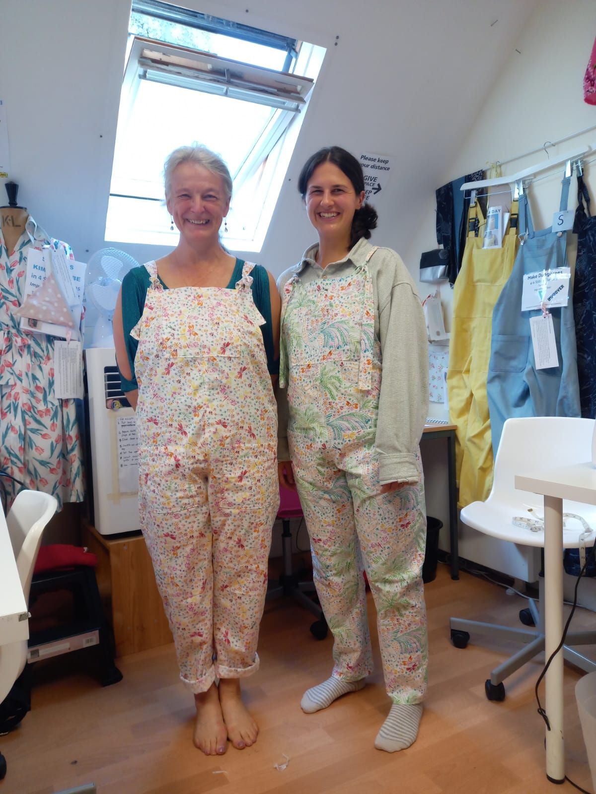Dungarees sewn from old duvet covers on our Dungaree Sewing Workshop - also can make in Stitch Sessions. Brighton
