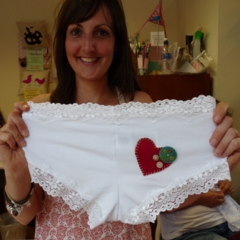 hen party sewing workshop customised knicker making embroidery applique