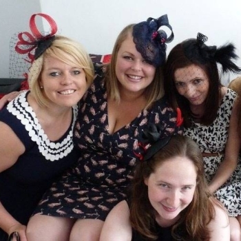 Fascinator hen party group shot