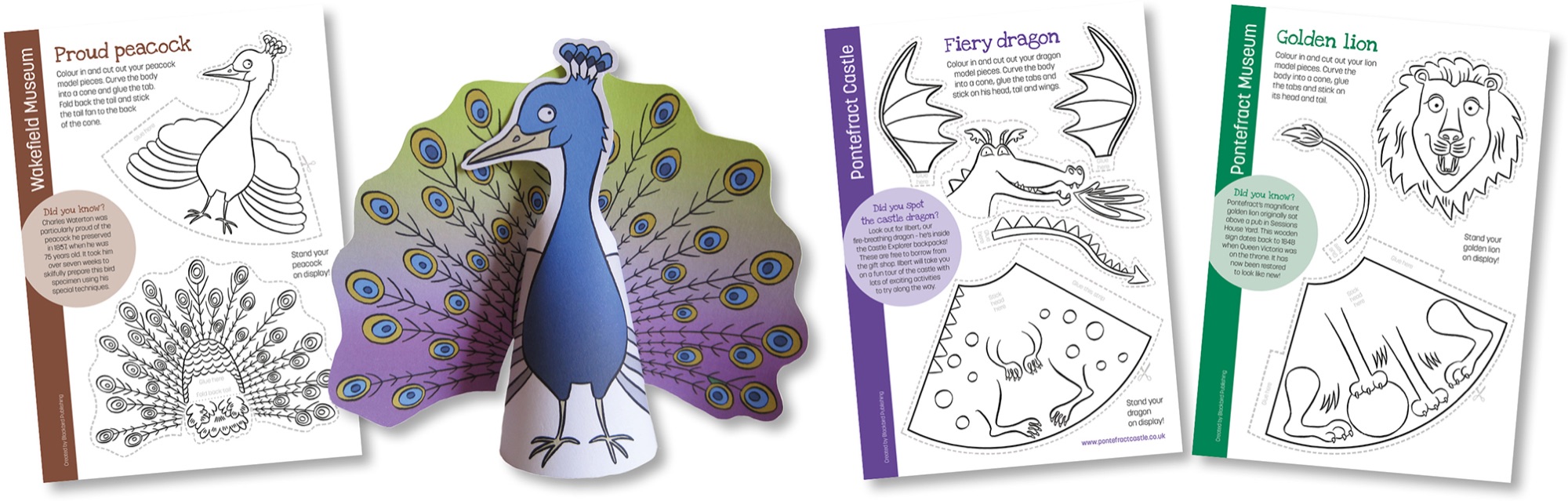 Blackbird Publishing Colouring Papercrafts Animal Cone Model Activity Sheets