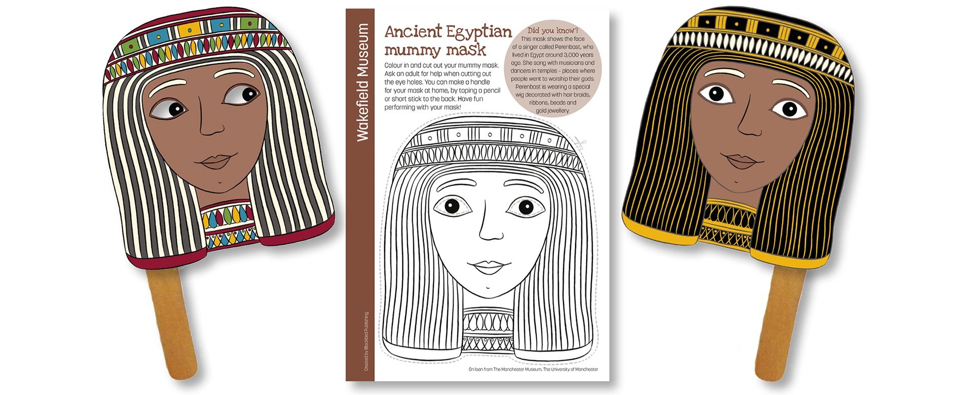 Blackbird Publishing Colouring Papercrafts Wakefield Museum Ancient Egyptian Mask