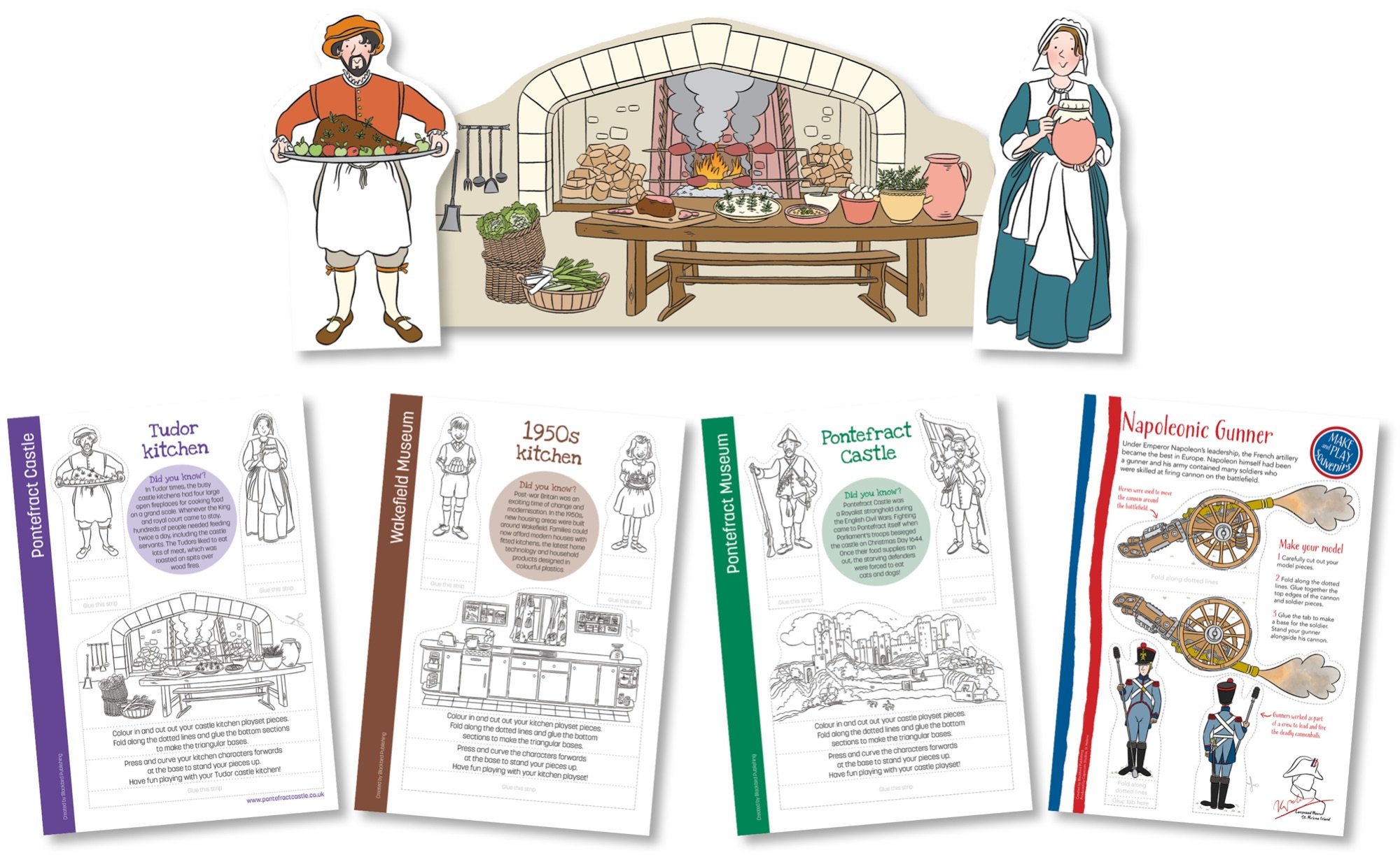 Blackbird Publishing Colouring Papercrafts Character Playset Tudor Kitchen