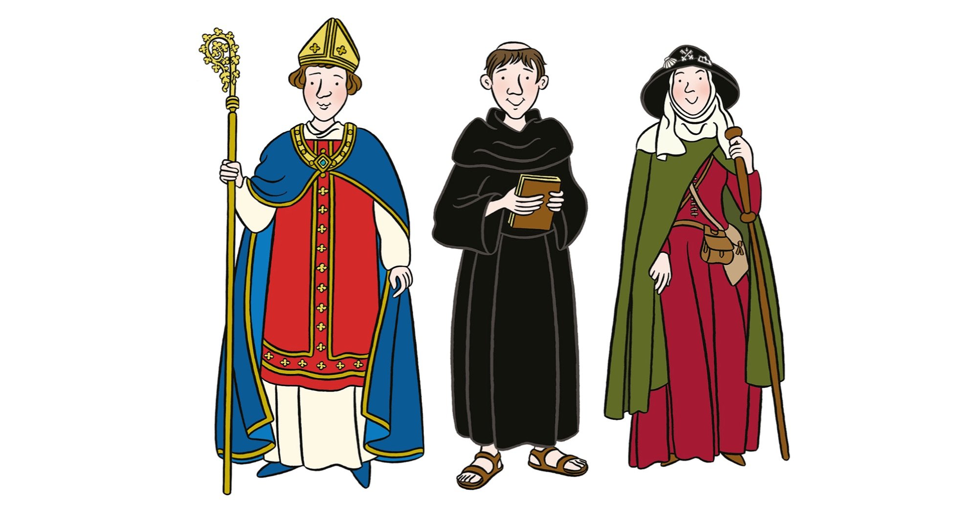 Blackbird Publishing  Selby Abbey medieval character illustrations for interpretive display