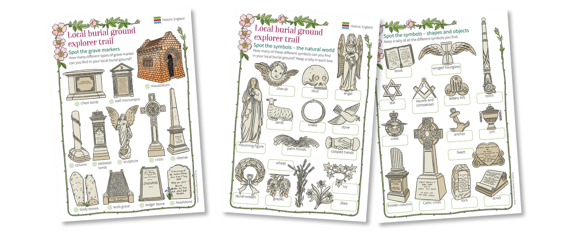 Blackbird Publishing schools spotting trail activity resource for Historic England exploring local history and burial grounds