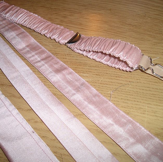 fancy silk covered suspender straps