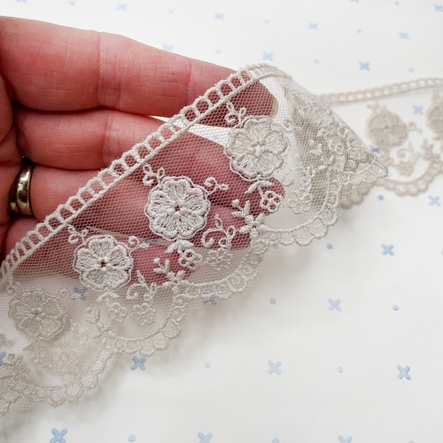 Embroidered Tulle Lace - Morning Glory