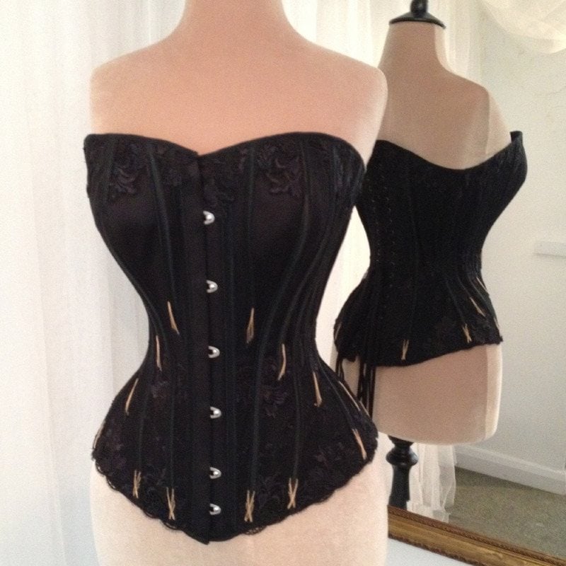 Modern corset with flossing inspired by an antique corset in the Symington Collection