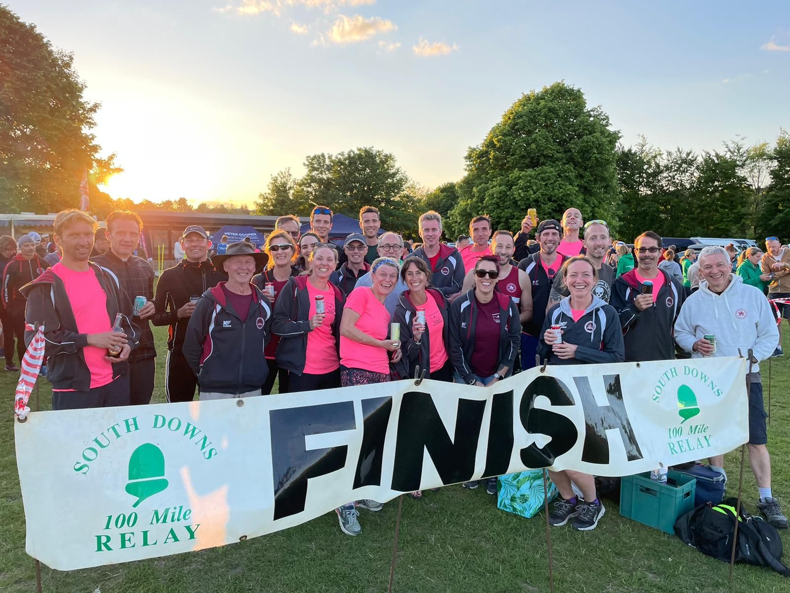 Haywards Heath Harriers Group shot at finish of 2022 South Downs Way Relay
