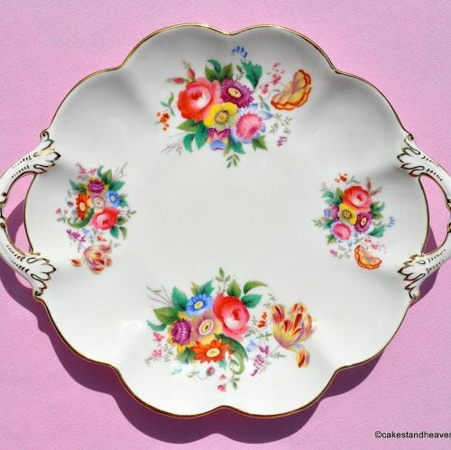 Crescent China Floral Vintage Biscuit Tray c.1940s