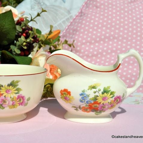 Tuscan Cream Floral Milk Jug and Sugar Bowl
