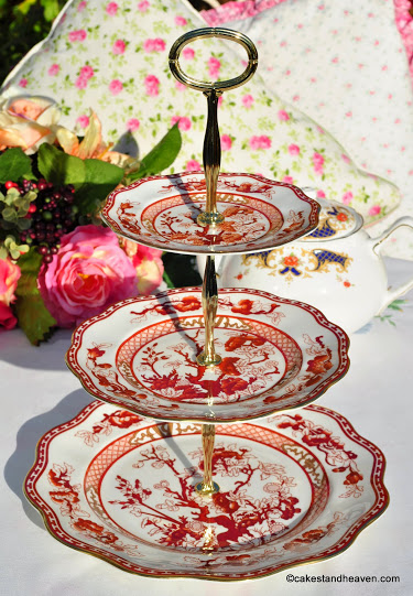 Coalport Indian Tree Coral Traditional Bone China 3 Tier Cake Stand c.1970s