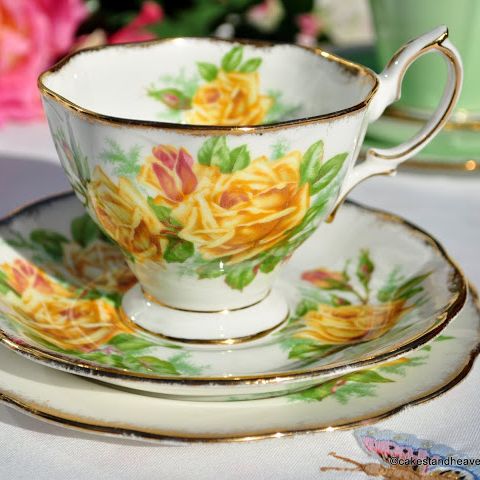 Royal Albert Tea Rose Vintage China Teacup Trio c.1940s