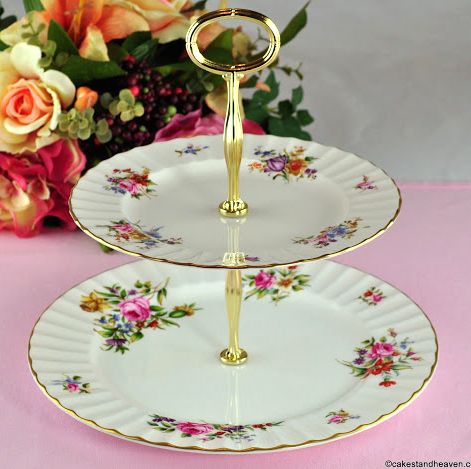 Royal Worcester Roanoke Vintage China 2 Tier Cake Stand