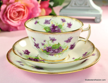 Phoenix China Sweet Violets Vintage Tea Cup, Saucer and Plate Trio