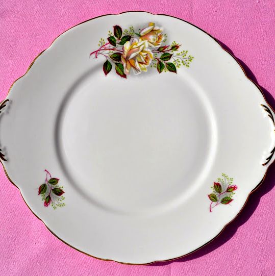 Gladstone Vintage China Blush Rose Cake Plate c.1960s