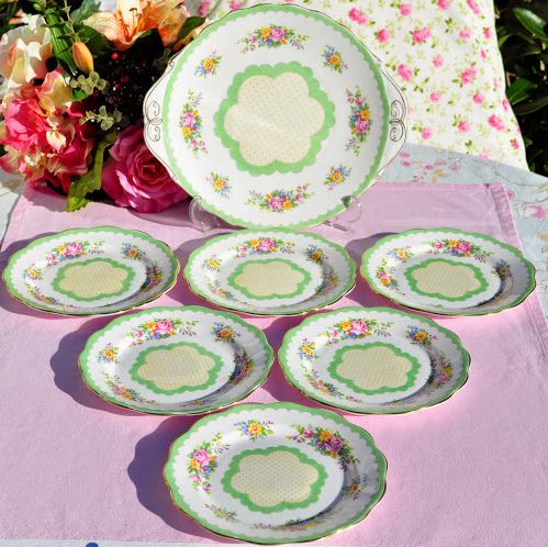 Royal Albert Prudence 7 Piece Cake Plate Serving Set c.1927-35