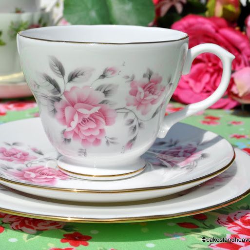 Duchess Pale Pink Rose Vintage Bone China Tea Cup Trio