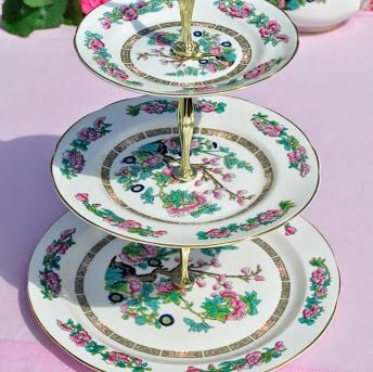 Regency Indian Tree Vintage Bone China 3 Tier Cake Stand