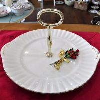 White Hostess Cake Serving Plate c.1970+