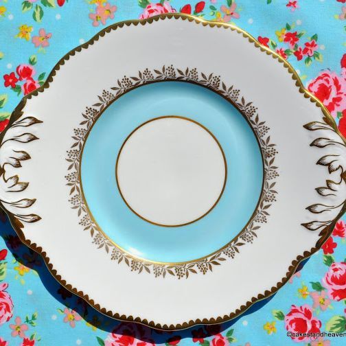 Salisbury Sky Blue and Gold Eared Vintage Cake Plate
