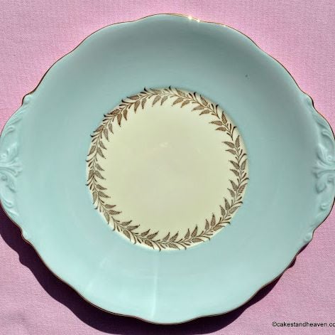 Queen Anne Coronet Duck Egg and Cream Vintage Cake Plate