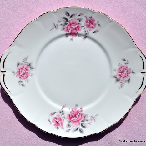 Duchess Pastel Pink Rose Vintage Cake Plate