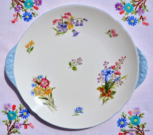 Shelley Wild Flowers Fine Bone China Cake Plate c.1950s