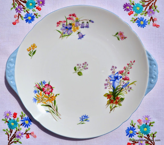 Shelley Wild Flowers Fine Bone China Cake Plate c.1950s
