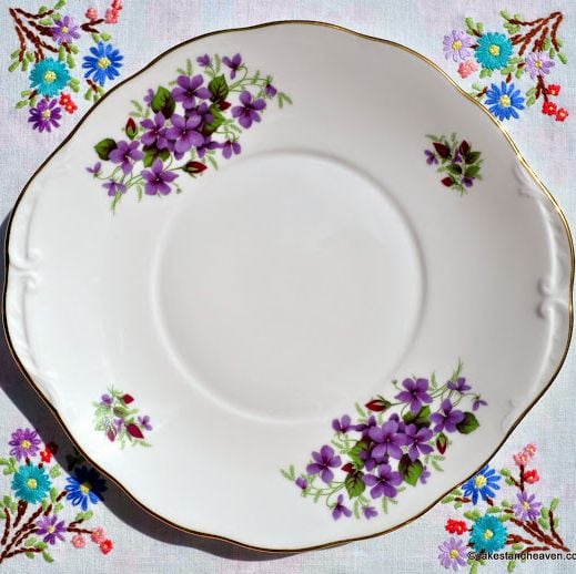 Queen Anne Violets and Rose Buds Vintage China Cake Plate