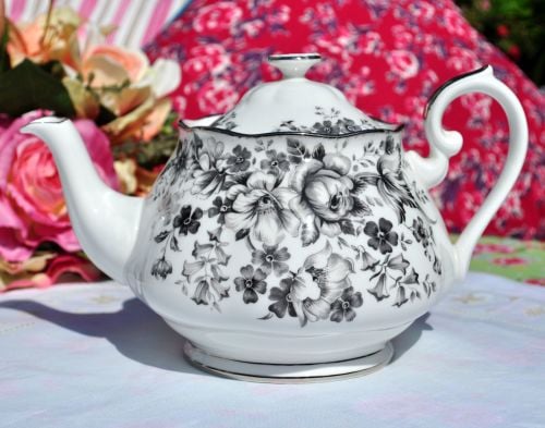 Royal Albert Paradise Platinum Rimmed China Teapot
