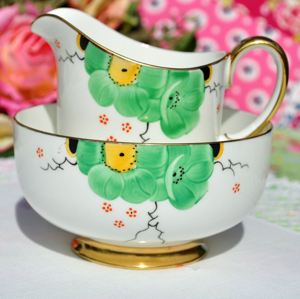 Paragon Art Deco Hand Painted F1997 Milk Jug and Sugar Bowl c.1925+