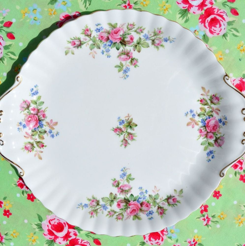 Royal Albert Moss Rose Vintage Bone China Cake Plate