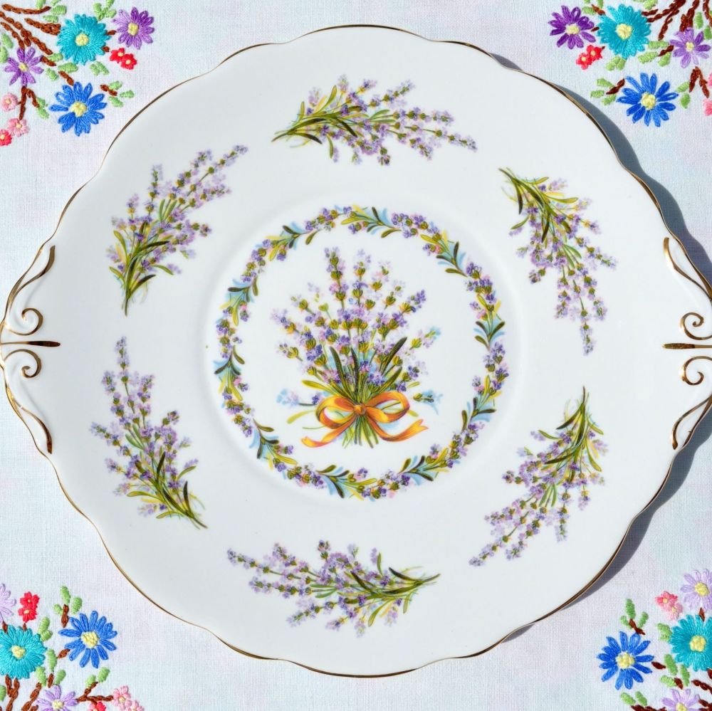 Regency Lavender Bouquet Vintage Bone China Cake Plate